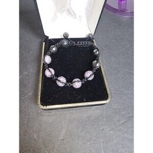 Beautiful Pink Crystal Gem Shamballa Style Beaded Friendship Bracelet